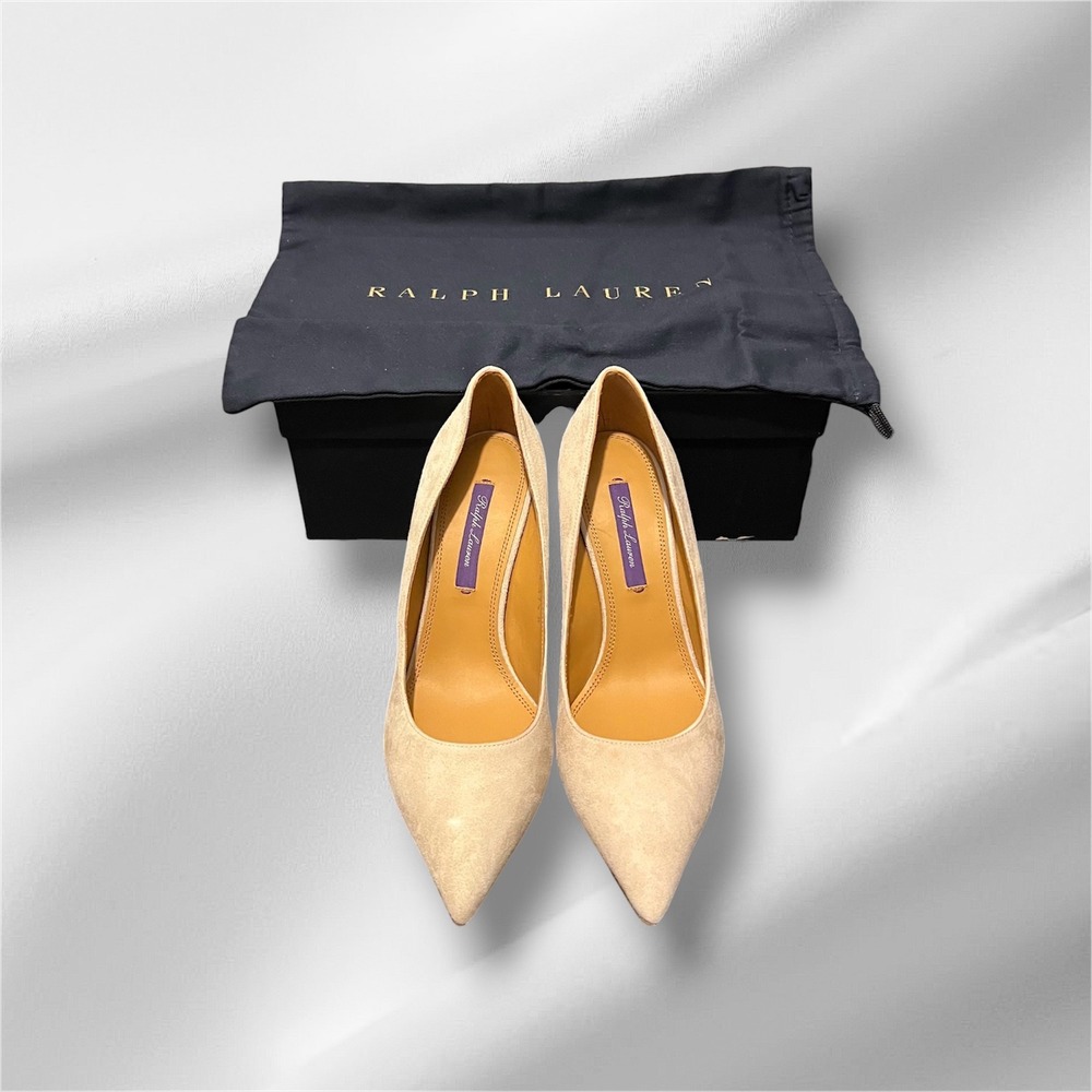 Ralph Lauren Purple Label Armissa Beige Tan Kidsuede Pumps US 6.5 EU 37.5